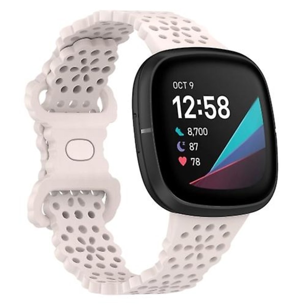 För Fitbit Versa 4 / 3 / Sense 1 / 2 spets ihåligt watch Official Moon White