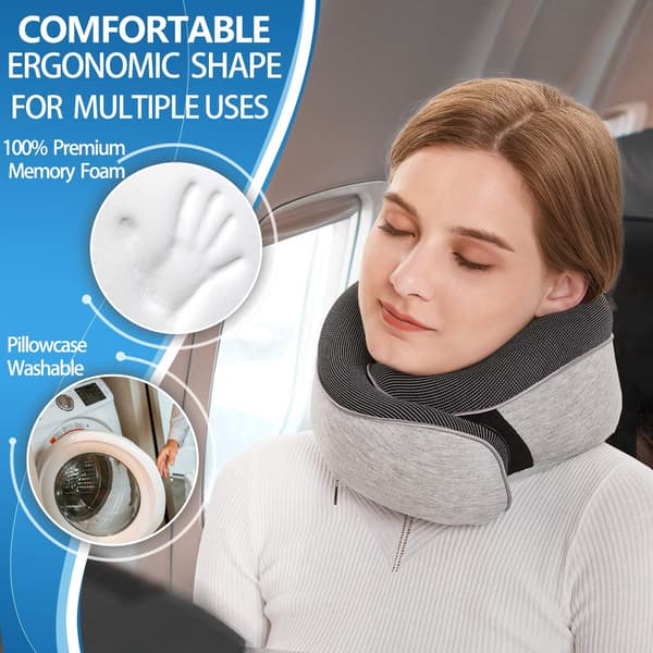 Justerbar U-formet Reisepute i Memory Foam, grå