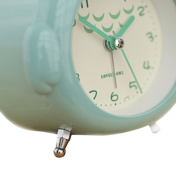 Barnväckarklocka Owl Loud Bell Analog väckarklocka Tyst, icke-tickande skrivbordsklocka med nattljus Blue