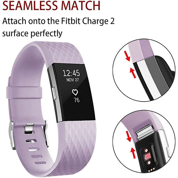 Udskiftningsbånd, der er kompatible med Fitbit Charge 2, Classic & Special Edition justerbare sportsarmbånd lavender with slight gray Large