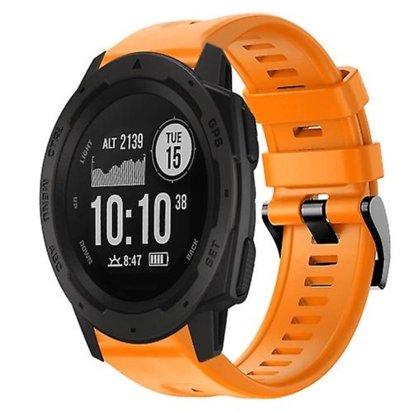 Til Garmin Instinct metalspænde ensfarvet silikoneurrem Orange