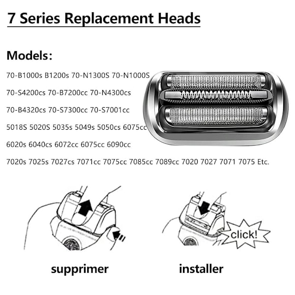 Reservedele er kompatible med Braun Series 7 reservedele og Braun S7 reservedele, velegnet til Braun Series 7 elektriske shavere
