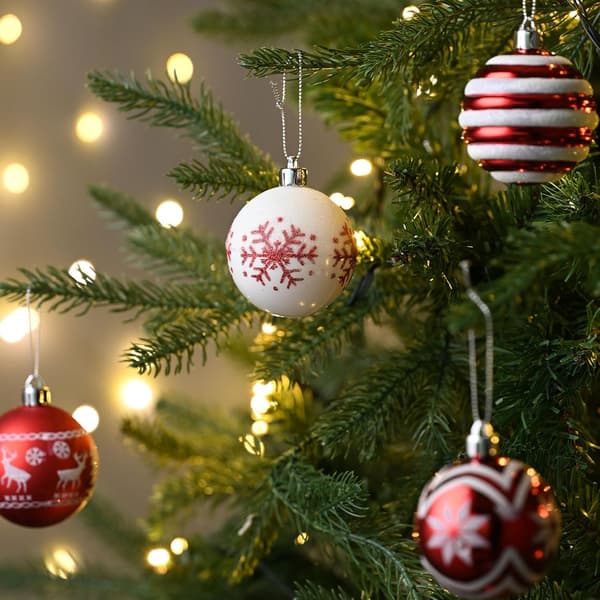 Malte plastjulekuler, knusesikre for juletrepynt (6 cm - 24 stk)