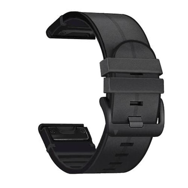 Til Garmin Fenix ​​6x Silikone + Læder Quick Release Urrem Black
