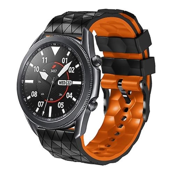 Til Ticwatch Pro 2020 22 mm fodboldmønster tofarvet silikonestrop Black-Orange