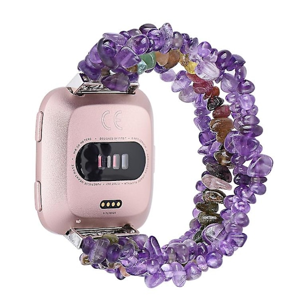 Til Fitbit Versa Rough Stone armbåndsurbånd Amethyst
