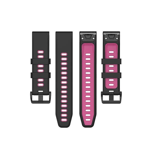 22 mm Quick Release To-farve Silikone Urrem Til Garmin Fenix ​​7 / Epix Black Rose Red
