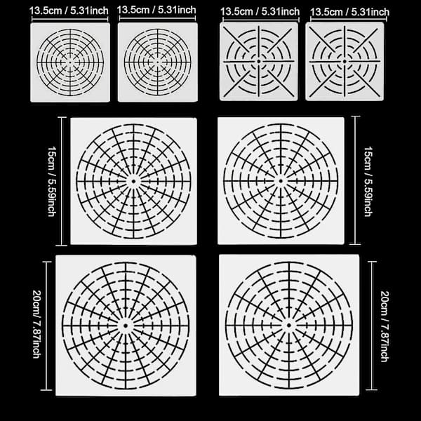 Piirustus maalaussarjat uudelleenkäytettävät mylar mandala pisteviiva maalaus stensiilit mallit työkalut askarteluun