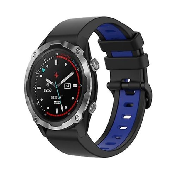 Til Garmin Descent Mk2 26mm Silikone Sports 2-farvet urrem Black-Blue