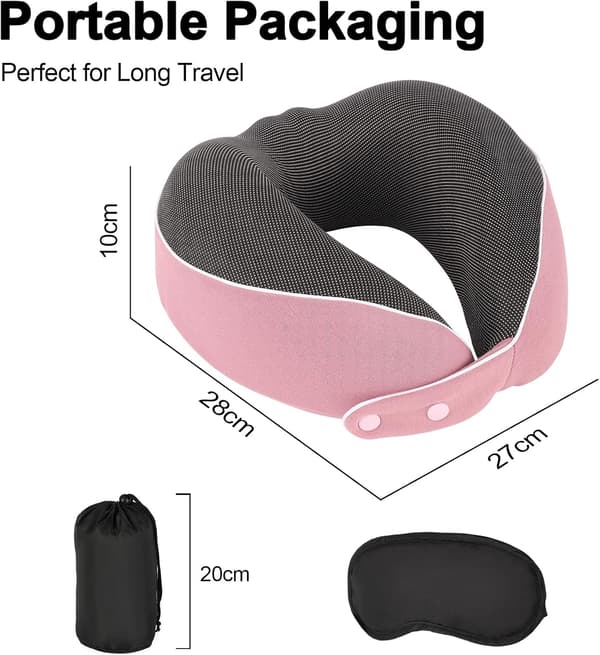 U-formad Resekudde Mjuk Memory Foam Nackkudde för Flygplan, Bil (Mörkgrå)