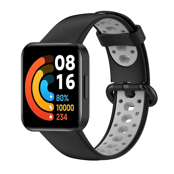 Tvåfärgat silikonarmband till Xiaomi Redmi Watch 2 Black Grey