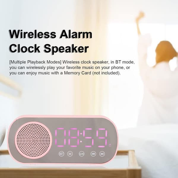 Väckarklocka Liten Bordsklocka Bluetooth 5.0 Klockradio HiFi LED Spegelskärm