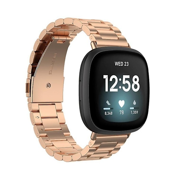 Til Fitbit Versa 3 / Fitbit Sense 3-perler rustfrit stål urbånd med demonteringsværktøj