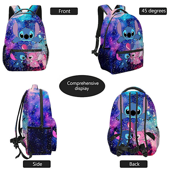Lilo ja Stitch -reppu nailonista, naisille ja tytöille, Stitch-matkalaukku, tilava koululaukku teini-ikäisille tytöille, sarjakuvakirjala laukku, Lovley Mochilas style 2