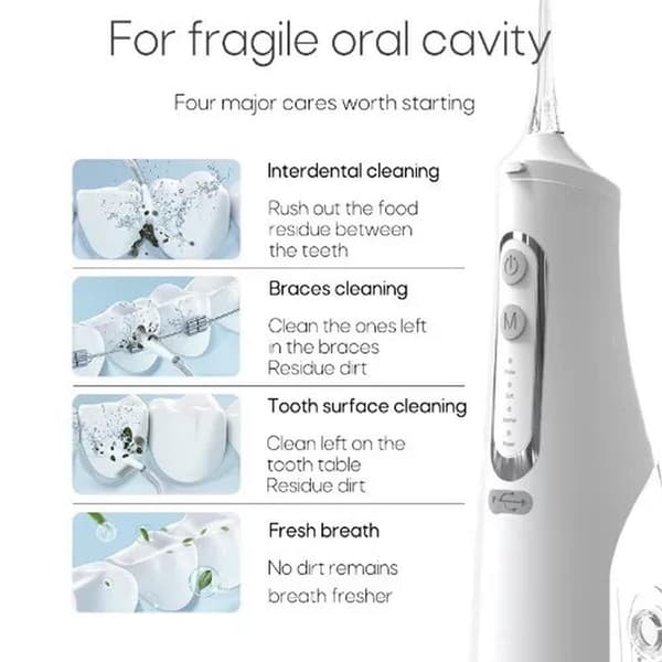 Bærbar Oral Irrigator USB Dental Water Jet 310Ml Sort