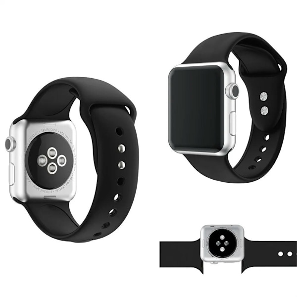 6-pakning silikonreimer for Apple Watch-reimer 40mm 38mm 44mm 42mm 41mm 45mm Dame Menn, Myk Silikon Vanntett Sportreim Erstatningsarmbånd