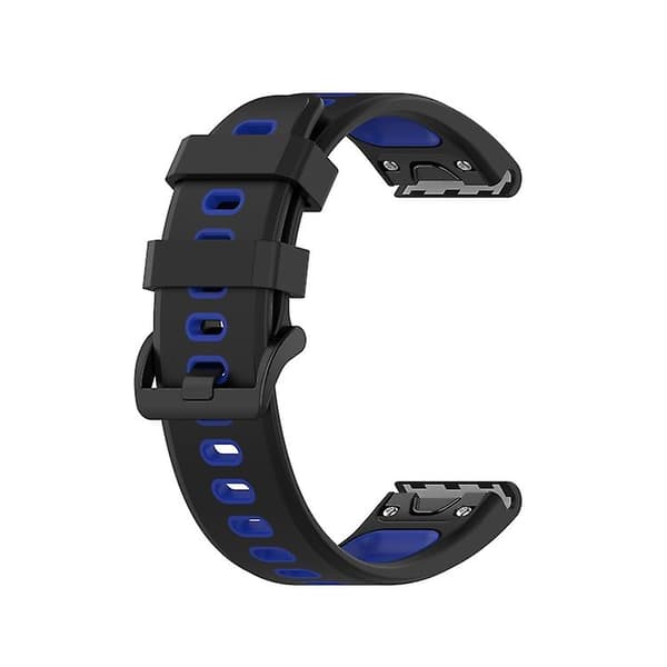 22 mm Quick Release To-farve Silikone Urrem Til Garmin Fenix ​​7 / Epix Black Blue