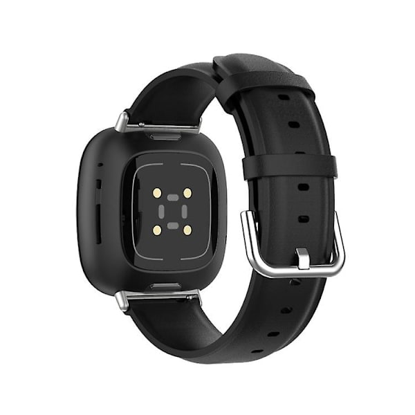 Til Fitbit Versa 4 / Sense 2 ægte læderurrem Black