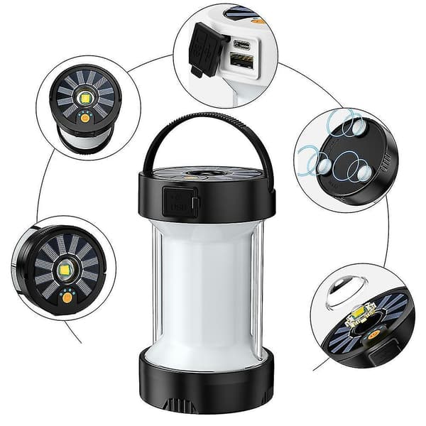 Genopladelig LED-campinglanterne, campinglys, nødlaterne, lommelygte, teltlys