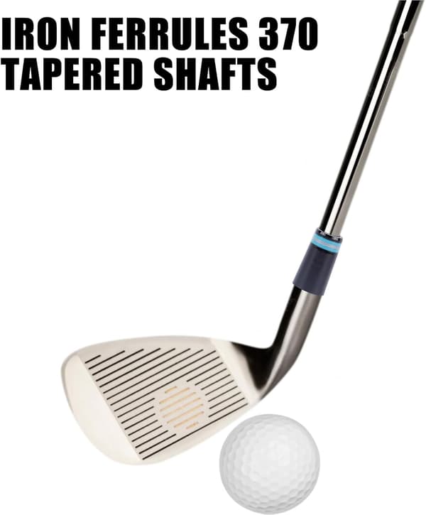 Golf Jern Ferrules - 10 stk Svarte Ferrules med Kromringer
