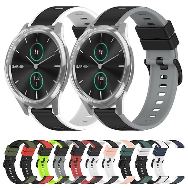 För Garmin Garminmove Luxe 20mm tvåfärgad watch Pink-White