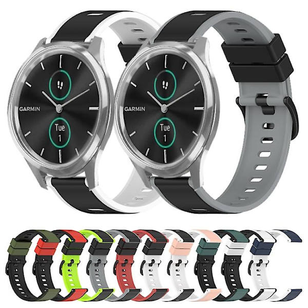 För Garmin Garminmove Luxe 20mm tvåfärgad watch White-Black