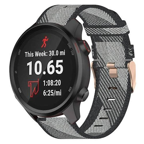Til Garmin Forerunner 245 20mm nylonvævet urrem Grey