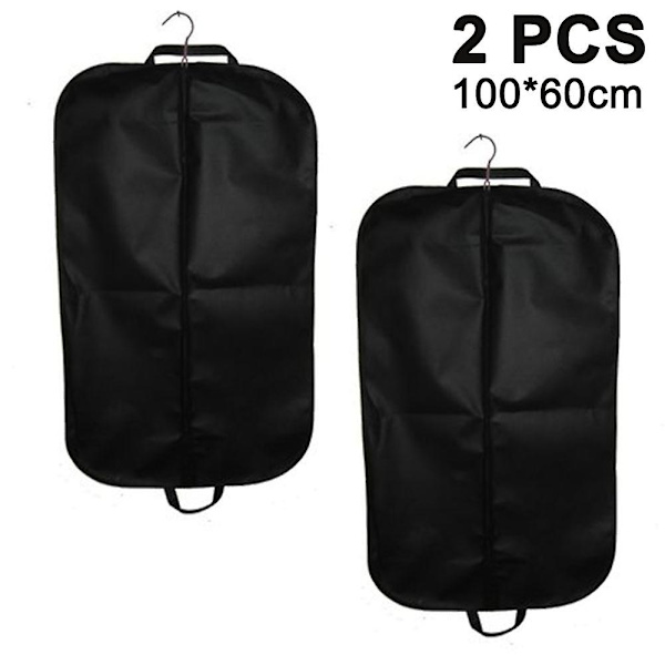 2-pakning svart klesoppbevarings- og reisebag i pustende materiale, 26x42x5 tommer Black