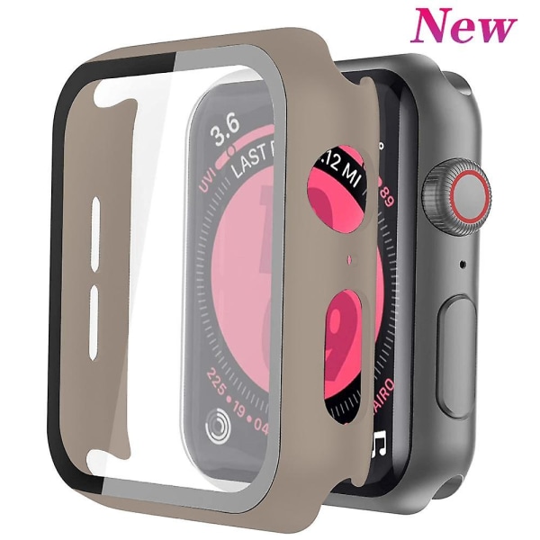 Glas+ cover För Apple Watch Case 44 mm 40 mm Iwatch 42 mm 38 mm Skärmskydd + stötfångare Tillbehör för Applewatch Series 5 4 3 Se 6 khiki 38mm series 321