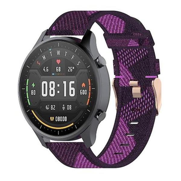 22mm Stripe Weave Nylon Watch Ranneke Xiaomi Mi Watch Color, Garmin Vivoactive 4:lle Purple