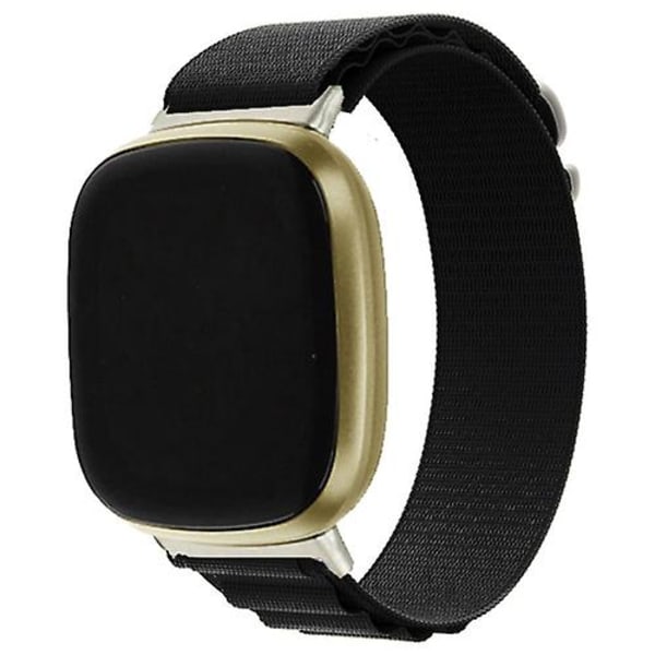 Til Fitbit Versa 3 / Sense Universal Loop Nylon urrem Black