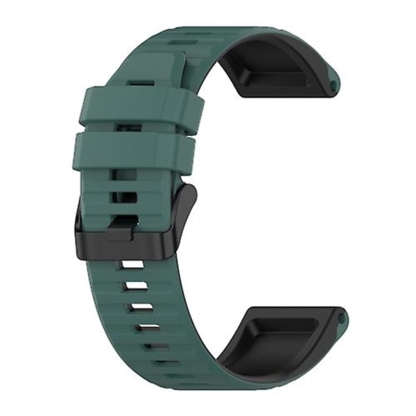 Til Garmin Fenix ​​7 22mm Silikone Mixing Color Watch Band Dark-green-black