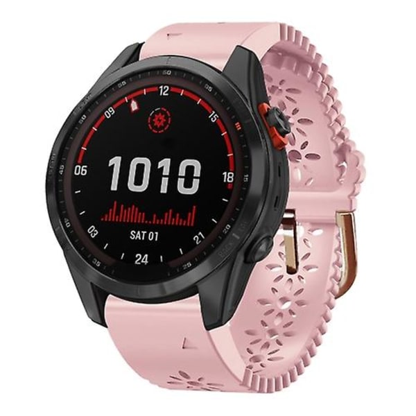 For Garmin Fenix ​​7s Solar 20 mm silikonklokkebånd for dame med blonder Pink