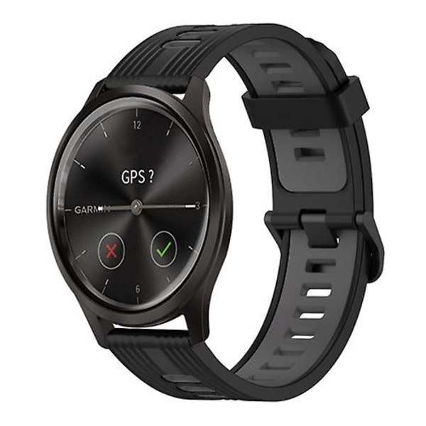 Til Garmin Move Style 20 mm lodret mønster tofarvet silikoneurrem Black-Grey