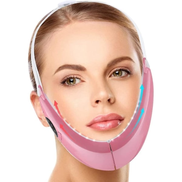 Elektrisk V-ansigts-skønhedsmåler, intelligent elektrisk V-ansigtsformningsmassager, dobbelthage-reducerende ansigtsløftningsmassager Pink