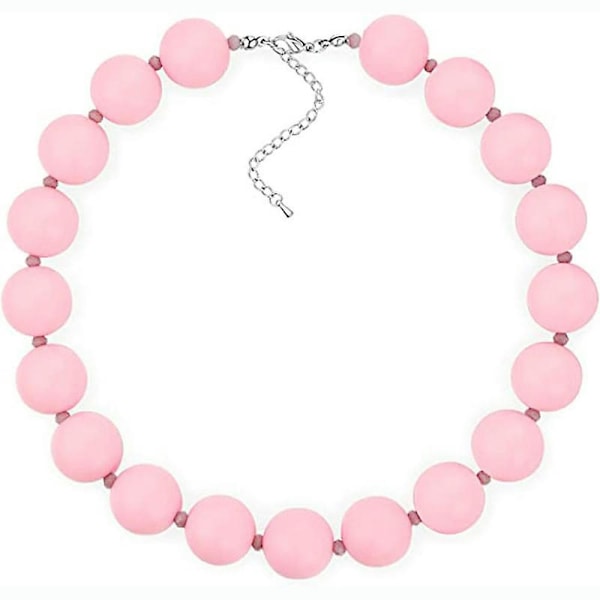 Akryl Halsband med Stora Pärlor Bubble Gum Halsband Pink