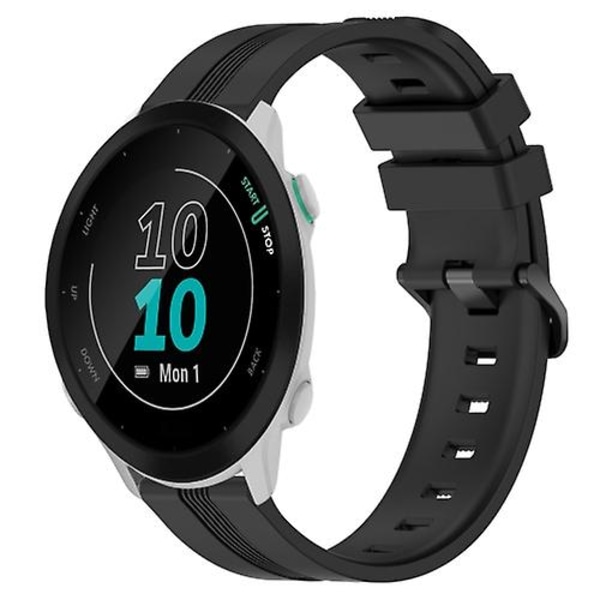 Til Garmin Forerunner 158 20 mm konkav stribet Slicone urbånd Black