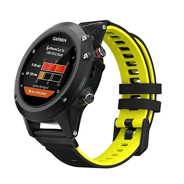 Til Garmin Fenix ​​7 To-farvet Silikone Quick Release Urbånd Black Yellow