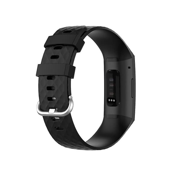18 mm silverfärgad spänne Tpu watch för Fitbit Charge 4 / Charge 3 Se Black