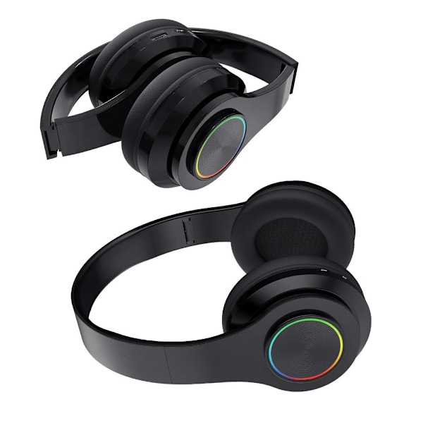 Ægte trådløse Bluetooth-hovedtelefoner Foldbare Bluetooth-headset, Stereo-mikrofon, Genopladelige hovedtelefoner Sort