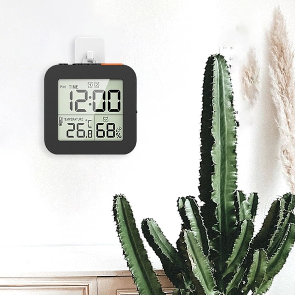 Vækkeur Bærbar LCD-skærm Temperaturvisning Sort