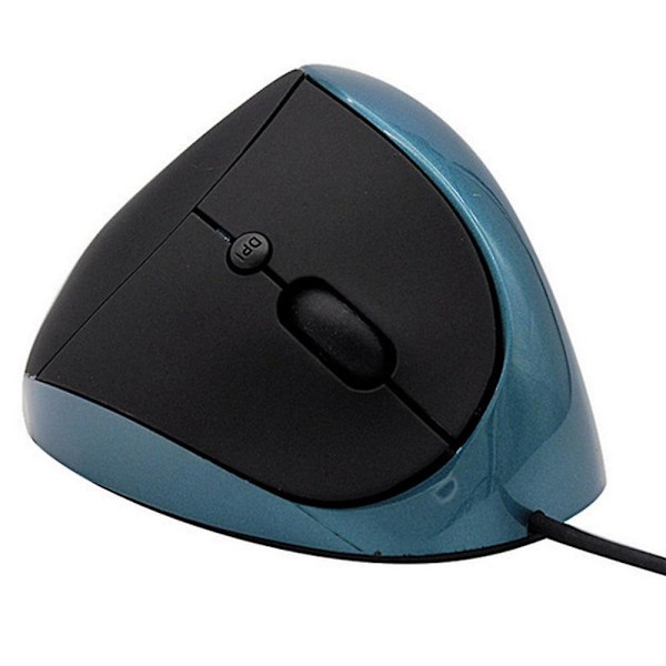 Trådbunden vertikal mus, liten ergonomisk mus med hög precision optisk möss med justerbar känslighet 800/1200 /1600 Dpi, 6 knappar, för små händer blue