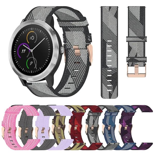 Til Garmin Vivoactive 3 20mm nylonvævet urrem Grey