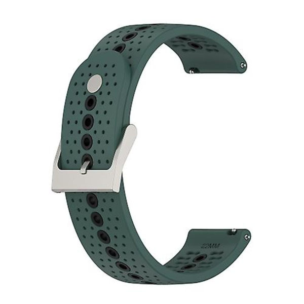 Til Suunto 9 Peak Universal Colorful Hole Silicone Watch Band Olive Green Black