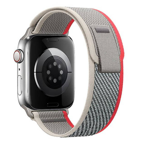 Band för Apple Watch Rem 49mm 44mm 40mm 45mm 41mm 42mm 38mm Correa Nylon Trail Loop Armband Iwatch Ultra Series 7 6 5 3 Se 8 red-gray 38 40 41mm