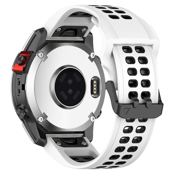 Til Garmin Enduro / Coros Vertix 2 26mm Quick Release Double Row Silicone Watch Band White Black