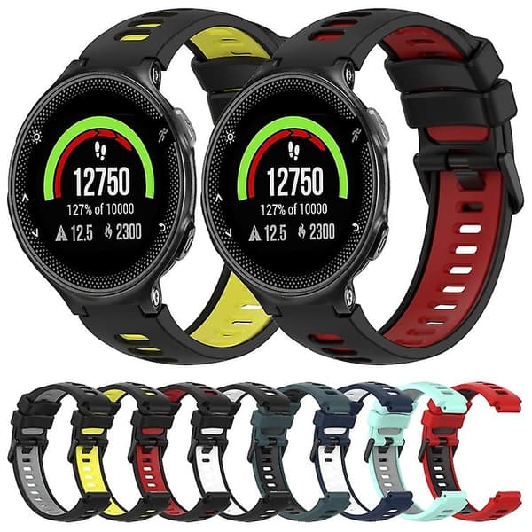 Til Garmin Forerunner 235 tofarvet silikone urrem Black-Grey