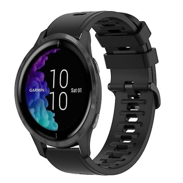 Til Garmin Venu 20 mm ensfarvet blød silikone urrem Black