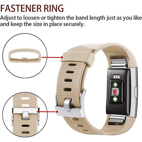 Udskiftningsbånd, der er kompatible med Fitbit Charge 2, Classic & Special Edition justerbare sportsarmbånd Tan Large