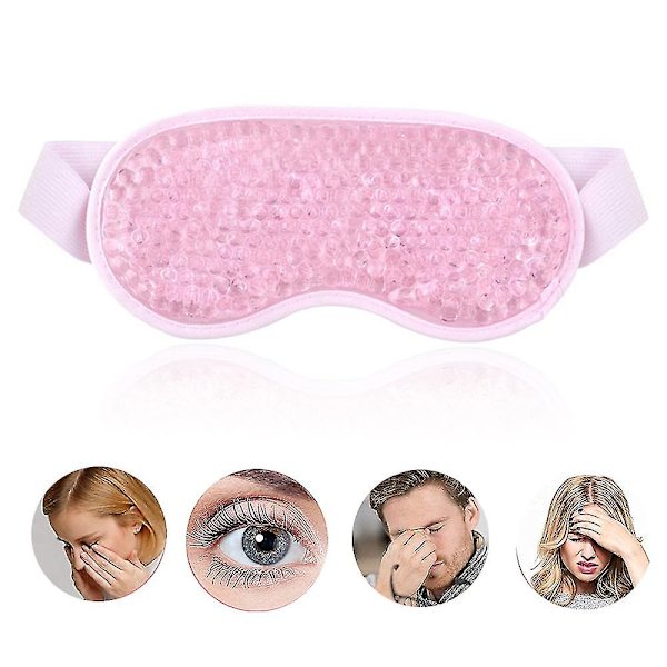 Øjenmaske, Genanvendelig Perle Ispose, Varmt Koldt Terapi Til Hævede Øjne, Mørke Rander, Migræne, Hovedpine Smertelindring, Justerbar Rem, Blød Stof Bagside Pink